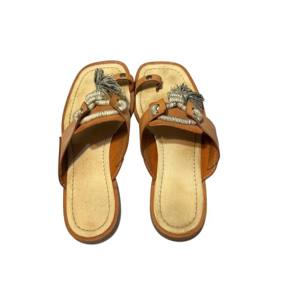 Free People Maui Slide Sandals In Natural With Tassel Accents & Toe Loop - Picture 8 of 14
